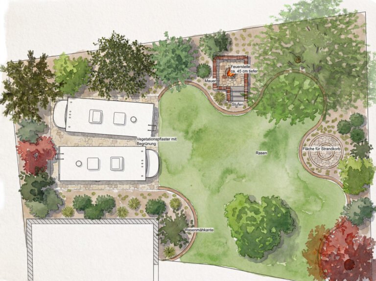 Gartenplanung mit Feuerstelle