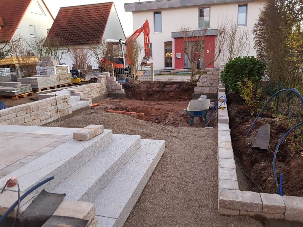 Gartenbau mit Stützmauern